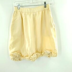 Moschino ivory silk rose hem mini skirt 8